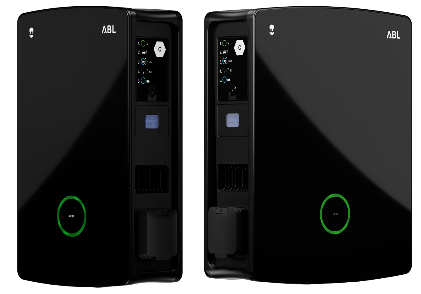 Zwarte Wallbox eM4 Twin laadunit