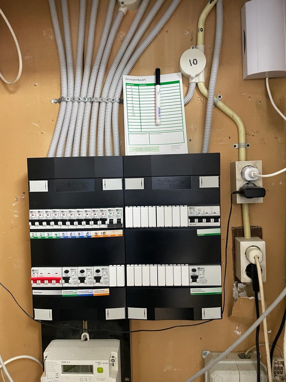 Nette groepenkast met gelabelde groepen na installatie